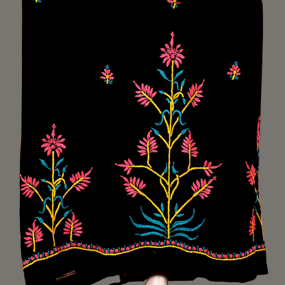 Rayon Chikankari Off Shoulder Dress with short sleeves (Black)