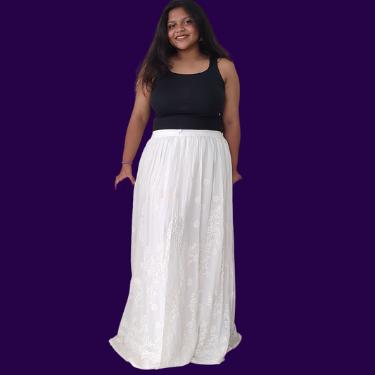 Georgette Chikankari Skirt (White)